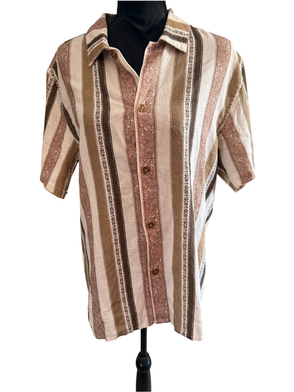 RHYTHM PAISLEY STRIPE SHORT SLEEVE SHIRT - DESERT SAGE- Small
